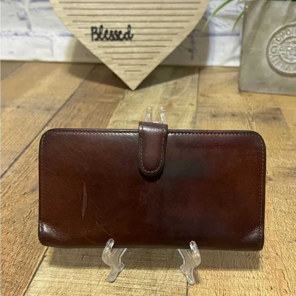 COACH VTG MAHOGANY BROWN LEATHER CHECKBOOK KISSLOCK PURSE BAG WALLET RARE!